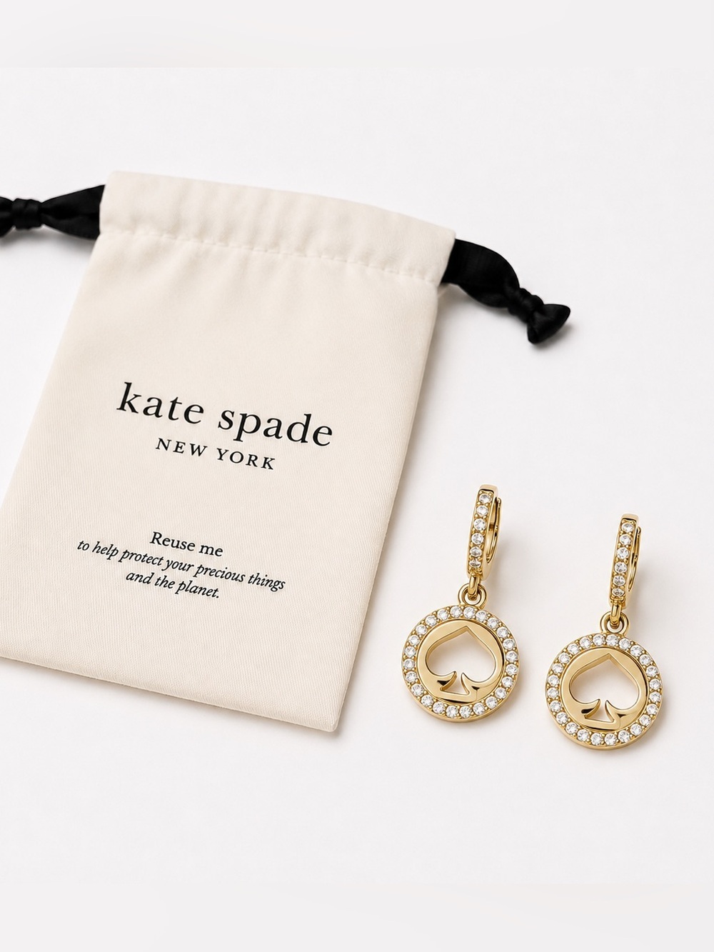 kate spade Gold Crystal Spade Circle Drop Earrings ⭐️✨
